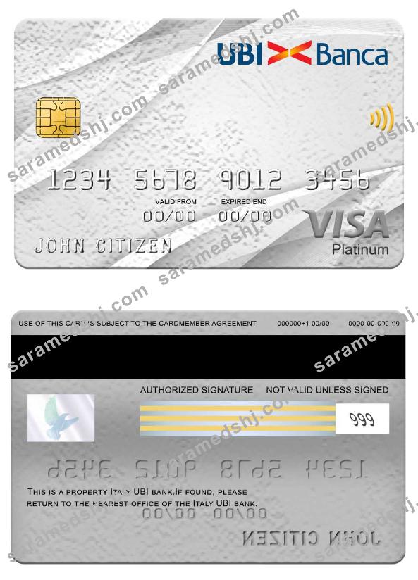 Italy UBI bank visa platinum card